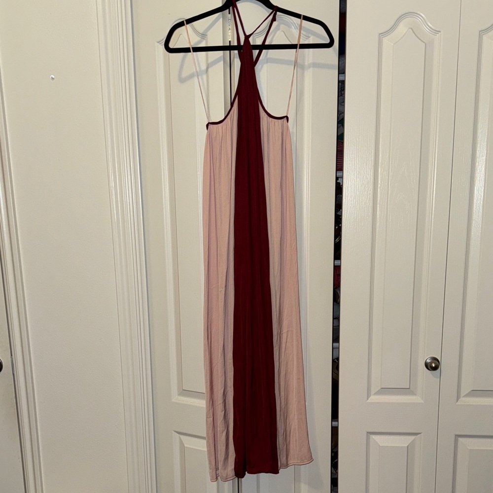 Banana Republic Pink and Burgundy Colorblock Maxi Dress